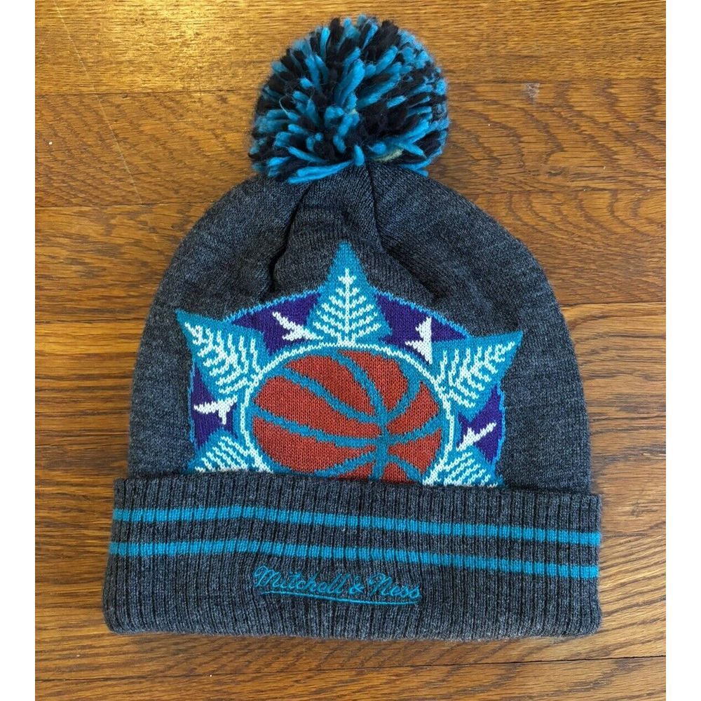Utah Jazz Mitchell & Ness NBA Basketball Team Logo Pom Knit‎ Hat Beanie Winter